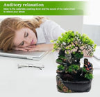 Tabletop Fountain Rockery Waterfall, Desktop Miniature Rockery Crafts with Plants Stones LED Lamp for Home Office and Bedroom Study Room - Image 6