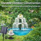 Solar Cascade Hanging Bird Bath Fountain, Metal Solar Powered Birdbath with Water Pump, Large Humming Birds Baths Fountains for Outdoor Garden Decor (Three-Tiered Fountain * 2) - Image 5