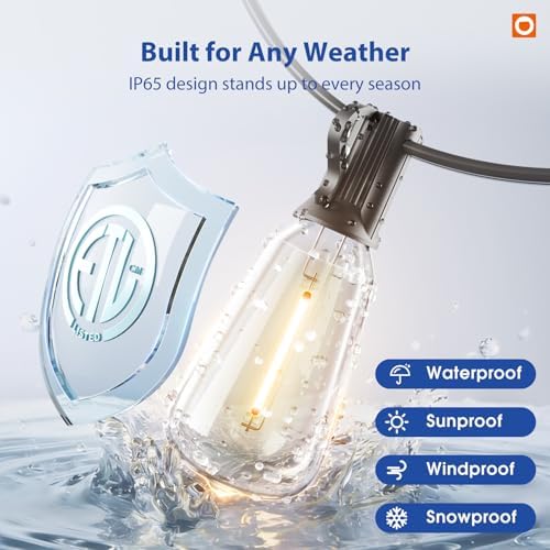 addlon 100FT Outdoor String Lights ST38 LED with APP Control Waterproof - Image 4