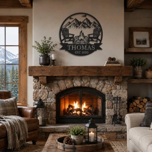 Personalized Campfire Family Name Sign, Monogram Name Camping Sign, Custom Campfire Sign, Campsite Sign, Mountain Campfire Monogram Sign, Campfire Personalized Metal Sign, Last Name Sign - Image 3