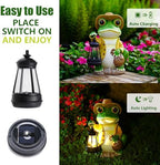 Solar Garden Frog Statue with Lantern, 10-Inch Outdoor Decor, Gift for Mom - Image 3