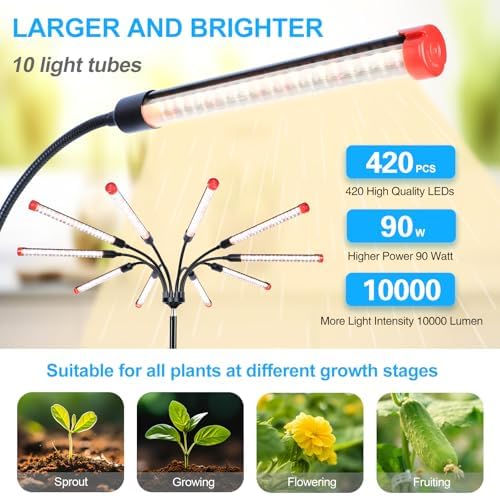 10Head Standing Grow Light for Large & Tall Plants, Bonsai Tree - Image 3