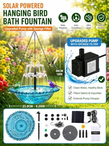 2026 Smart Birdbath Fountains Solar Power, Hanging Solar Fountain - Image 6