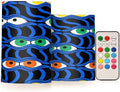 Mistery Eyes Hallowe Flameless Candles with Remote Control Candles with Timer Waterproof Electronic Lights Glitter Led for Night Battery Operated Pillar 2-Piecing Set by famyily
