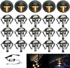 FVTLED Pack of 20 Warm White Low Voltage LED Deck Lights kit Φ1.38 Outdoor Garden Yard Decoration Lamp Recessed Landscape Pathway Step Stair Warm White LED Lighting, Black by FVTLED