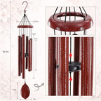 ASTARIN 36 Inch Deep Tone Wind Chimes for Outside, Burgundy Red Leaf Decor - Image 2