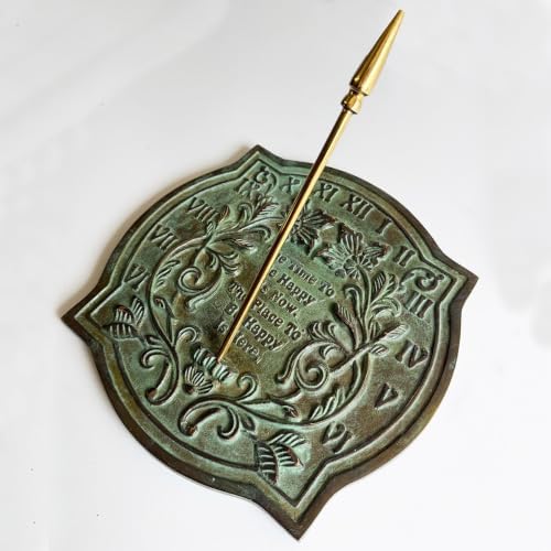 Rome 2303 Happiness Sundial, Solid Brass with Verdigris Highlights, 10-Inch Diameter - Image 3