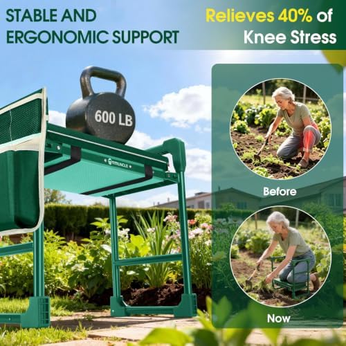 Garden Kneeler and Seat Heavy Duty 600LBS w/ Thicken Wide Soft Kneeling Pad - Image 5