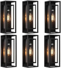 18 Inch 6 Pack Outdoor Wall Lantern Light Fixture，Large Black Exterior Wall Sconce with Clear Glass | Waterproof Anti-Rust Porch Light with E26 Socket for Entryway, Patio, Garage by KsDhewi