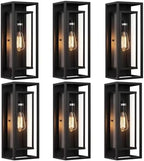 18 Inch 6 Pack Outdoor Wall Lantern Light Fixture，Large Black Exterior Wall Sconce with Clear Glass | Waterproof Anti-Rust Porch Light with E26 Socket for Entryway, Patio, Garage by KsDhewi