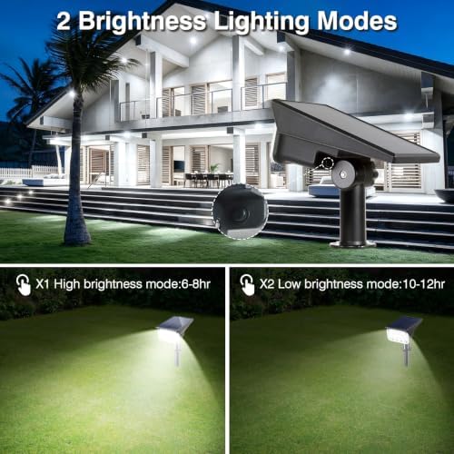 6000K Cool White Solar Spot Lights Outdoor,20 LEDs Solar Landscape Spotlights with Adjustable Panel,Waterproof IP65 Dusk to Dawn Lighting for Yard Garden Wall Tree Halloween Christmas 4 Pack - Image 2
