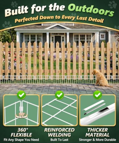 30Ft(L) X 13Inch(H) Animal Barrier Fence - 21 Pack White Garden Fence Panels Metal Garden Fencing Edging Border No Dig Fencing for Dog Rabbits Ground Stakes Defense Outdoor Patio Fence Extension - Image 3