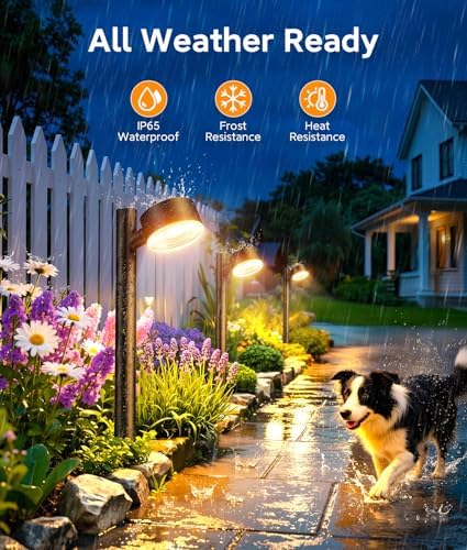 ELECLINK 8 Pack Solar Pathway Lights Outdoor, Adjustable Solar Powered Garden Lights with Bigger LED Lens, Auto On/Off Outdoor Waterproof Solar Lights for Yard Patio Lawn Sidewalk Walkway Driveway - Image 3