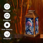 Solar Hanging Lantern Cosmic Fantasy Tree Pink Blossom Flowers Snowy Crystal Mountains Blue Waterproof LED Lights Decor Patio Yard Lawn Porch Lamp, Birthday Gift for Mom Women Garden Outdoor Decor - Image 5
