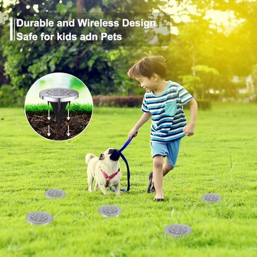 LYHOPE Solar Ground Lights Outdoor, 16 Pack 8 LED Solar Disk Lights Waterproof Garden In-ground Pathway Lights Landscape Lighting for Lawn,Yard,Deck,Patio,Walkway (Blue) - Image 4