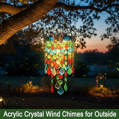 Hanging Solar Lantern Outdoor Chandelier,Butterfly Wind Chimes for Outside - Image 7