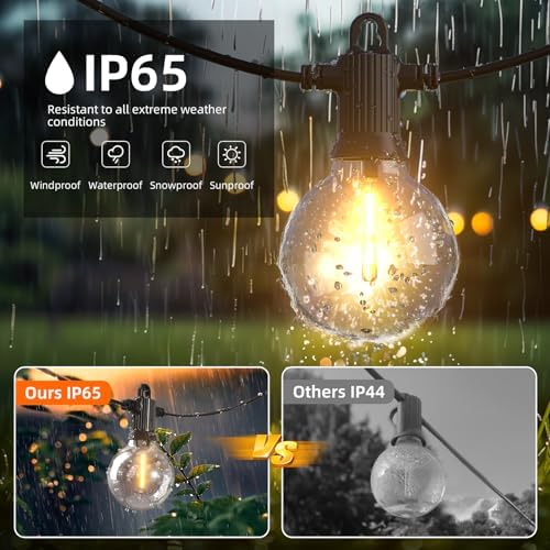 Kawaya G40 Outdoor String Lights 100FT IP65 Waterproof 2700K Patio Light - Image 3