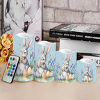 Rabbit Easter Eggs Flickering Flameless Candles Battery Operated Candles Set of 4 with Remote Control Timer Color Changing Pillar Candles Bulk Tea Lights Home Table Easter Decoration - Image 4