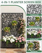2PCS Metal Planter Box with Trellis,70.9"x47.2"x15.7" Raised Garden Bed with Drainage Holes, Privacy Planters for Outdoor Garden Bed for Climbing Plants,Vegetables,and Vines, Black-Flower - Image 4