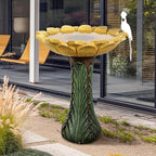 SKYFIRE 24.4” Tall Outdoor Concrete Bird Bath - Sunflower Birdbath Bowl with Green Leaf Pedestal for Garden, Patio, Lawn, Backyard,Outdoor Decor -20”Dia. X 24.4”H Garden Decor Statue Flower Birdbaths - Image 3
