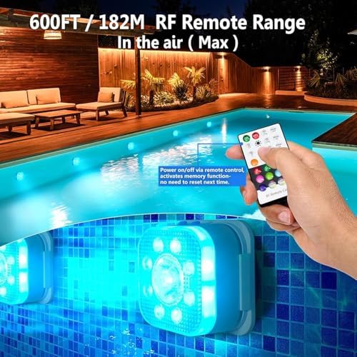 HL Pool Lights with Remote,Submersible LED Light with Spotlight,RGB Rechargeable Floating Light,Waterproof Underwater lamp for Above Ground Inground Swimming Pool,Hot Tubs,Ponds,Fountain Decor 2 Pack - Image 4