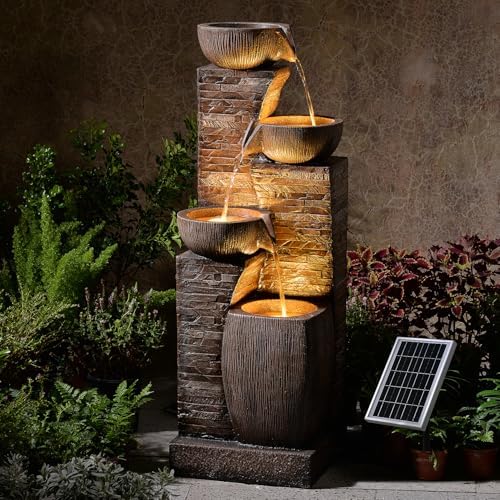 38.2" Tall Solar Powered Water Fountain for Outdoor by Pivotify
