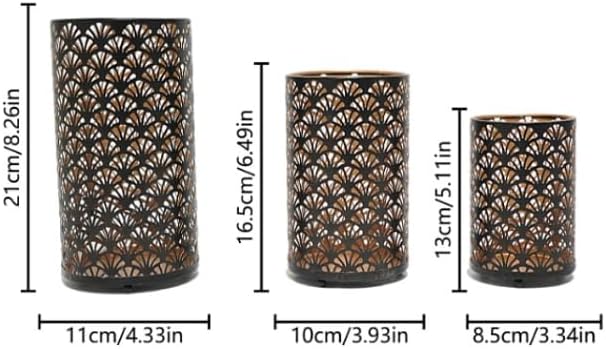 3PCS Candlestick Candle Barrels Moroccan Style Retro Lanterns Projection Lights Hollowed-Out Decorations Home Ramadan Hanging Outdoor Indoor Courtyard Porch Festival Weddings - Image 2