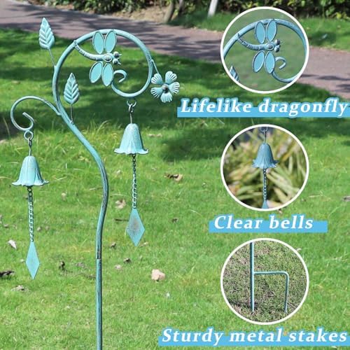 Dragonfly Metal Garden Art,Decorative Garden Stake with Bells for Outside - Image 5