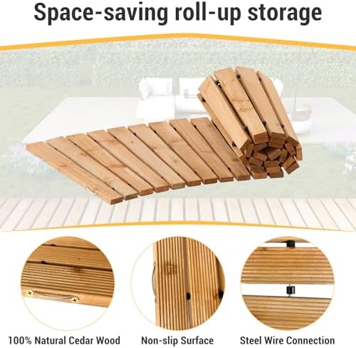 6FT Curved Wooden Garden Pathway Walkway Outdoor Roll Out Decorative Garden Non-Slip Patio Path Decorative Boardwalk Outdoor Road Floor for Backyard Beach Wedding Party - Image 6