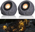 LEONLITE 2-Pack 5CCT LED Rock Lights Outdoor, Round, Dark Gray by LEONLITE