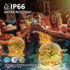 2-Pack 7.4x7.3 Solar Floating Pool Lights Ball Outdoor Water-Resistant IP66 Solar-Powered that Float Candles Flickering Lights for Swimming Pool Decor Pond Garden Party - Image 4