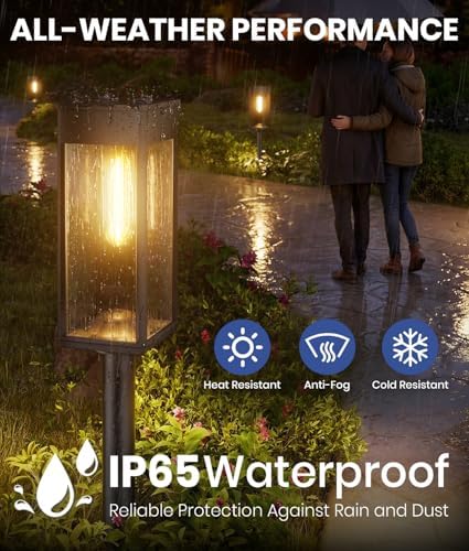 NEWMESSI Solar Garden Lights, 4 Pack, 3 Heights, Warm White, IP65 - Image 3