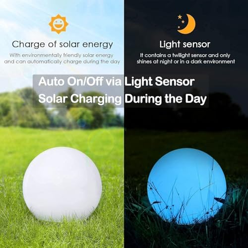 10 inch Solar Globe Light Outdoor Waterproof, Solar Ball for Garden - Image 3