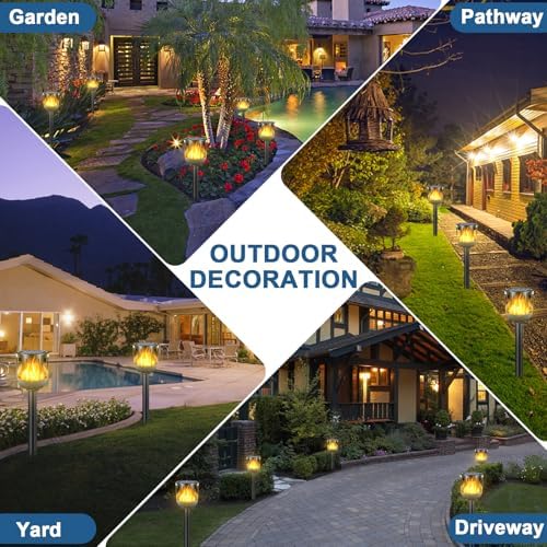Solar Tiki Torches with Flickering Flame - Solar Lights Outdoor Waterproof, Auto On/Off, Solar-Powered Decorative Lighting for Garden, Yard, Landscape, Patio, Driveway, Walkway, Pathway (12) - Image 6