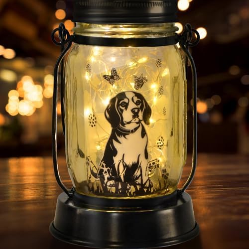 kyoryuger Beagle Gifts for Women/Men Beagle Solar Lanterns Dog Mom Birthday Dog Lovers Lantern Pet Loss Pet Memorial Lights Solar Garden Decoration Outside for Yard, Patio,Backyard,Porch by kyoryuger