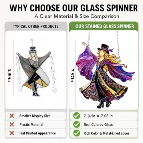 Handmade Stained Glass Wind Spinner, Dancing Lady Window Suncatcher,Model A - Image 4