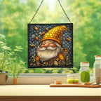Bee Keeper Gnome Stained Glass Suncatcher – Square Hanging Window Panel for Home or Greenhouse – Whimsical Glass Art Gift for Garden Lovers, Christmas, Halloween, Father Days 1iRWQX - Image 2