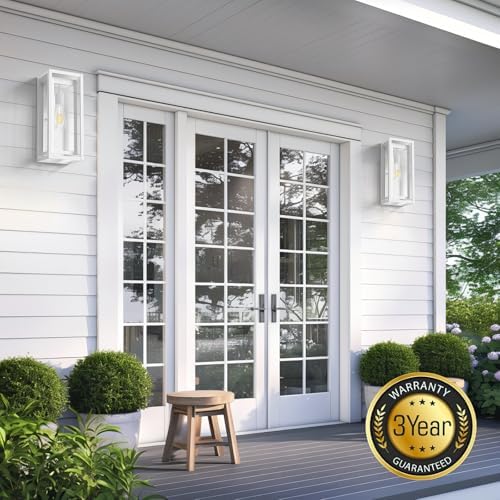 15" Outdoor Wall Lights, White Exterior Lighting Fixtures, 2 Pack - Image 2