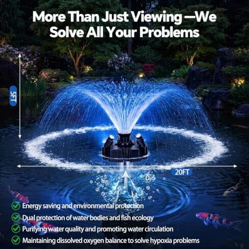 Pond Fountain Aerator, With 4 RGB Lights 1HP 110V Floating Fountain Pump - Image 4