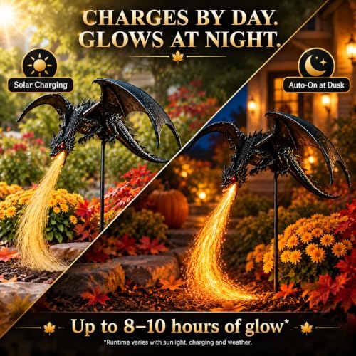2027 Upgraded Solar Dragon Fire Garden Light, Dragon Flame Solar Light, Dragon Garden Stake Outdoor Decor，1PC - Image 4