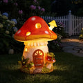 Solar Mushroom Lights Outside Mushroom Garden Decor Fairy Garden House Outdoor Decorations Yard Art Resin Led Cute Statue Lawn Ornament Gift for Housewarming Gardener Birthday by Juliahestia