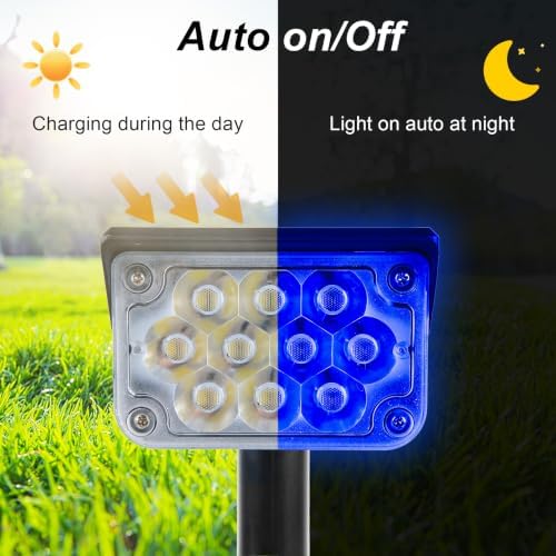Halloween Solar Spot Lights Outdoor, Blue Solar Spotlights Landscape Lighting with IP65 Waterproof 20 LEDs Landscape Spotlight for Garden Path Yard Christmas Decoration 4 Pack - Image 3