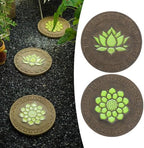 Glow in The Dark Round Stepping Stone Set, Outdoor Luminous Lotus Stepping Stone Path Pavers, Home Villa Garden Patio Stones for Decorative Ground by Unknown