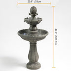 42.2'' Tall 3 Tiered Outdoor Water Fountain, Like Stone Bird Bath Fountain, Elegant Cascading Waterfall Water Feature Decor for Garden, Yard, Patio Landscape Ornament (Grey) - Image 3