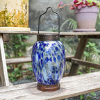 Solar Lanterns Outdoor Waterproof Blue Glass Hanging Solar Light - Image 2