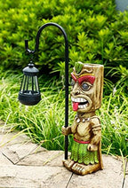 16.7" H Tiki Decor Garden Statue,Large Lantern Tiki Figurine with Solar Lights,Hawaiian Tiki Man Outdoor Patio Yard Lawn Bar Party Beach Pool Pond Halloween Christmas Decoration Ornament Gifts - Image 4