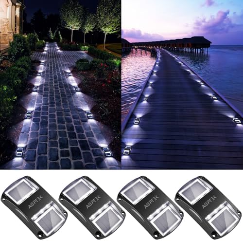 AGPTEK Solar Driveway Lights 4 Pack, Outdoor Deck Dock Marine Waterproof by AGPTEK