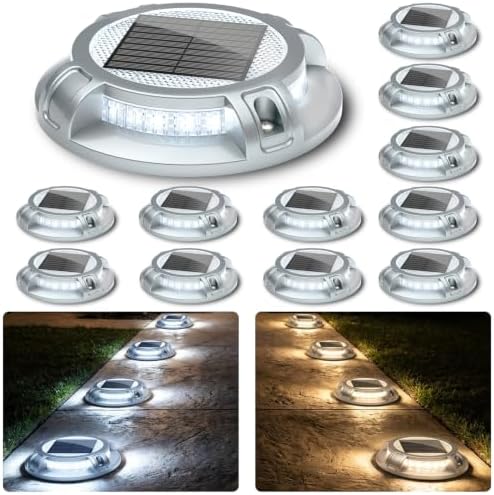 SIEDiNLAR Solar Driveway Lights Outdoor 4 Modes, 40 LEDs 12 Pack White/Warm by Siedinlar