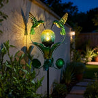 Decorative Solar Outdoor Light, Hummingbird Glass Globe Stake for Lawn Yard by VCUTEKA