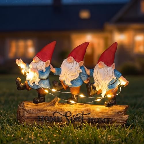 PETAFLOP Solar Gnome Garden Decor,Home Sweet Home Gnomes Outdoor Decorations for Yard Patio Balcony Pathway Lawn, Father’s Day Birthday Housewarming Gifts for Women Mom Grandma by PETAFLOP